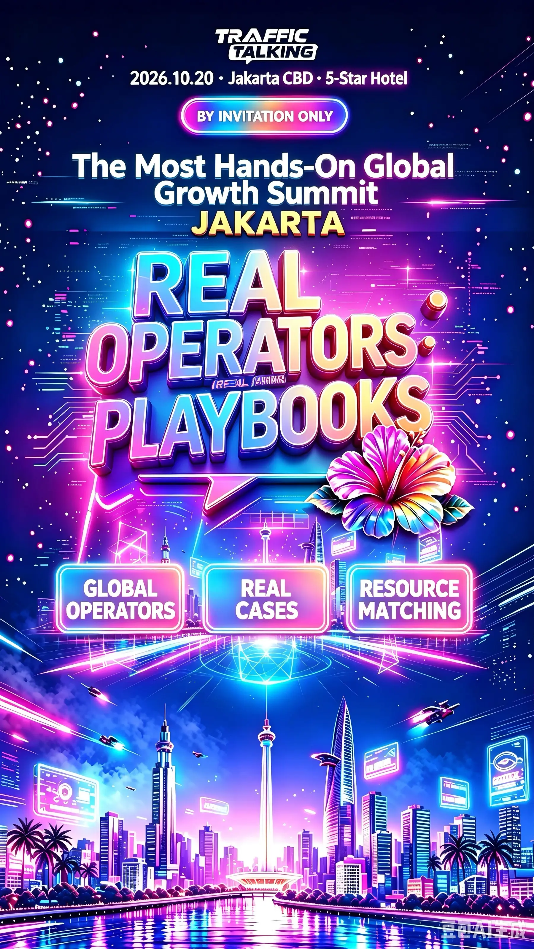 Traffic Talking Jakarta Summit · Oct 20, 2026 · Jakarta CBD 5-star hotel · Real operators, real playbooks · By invitation only