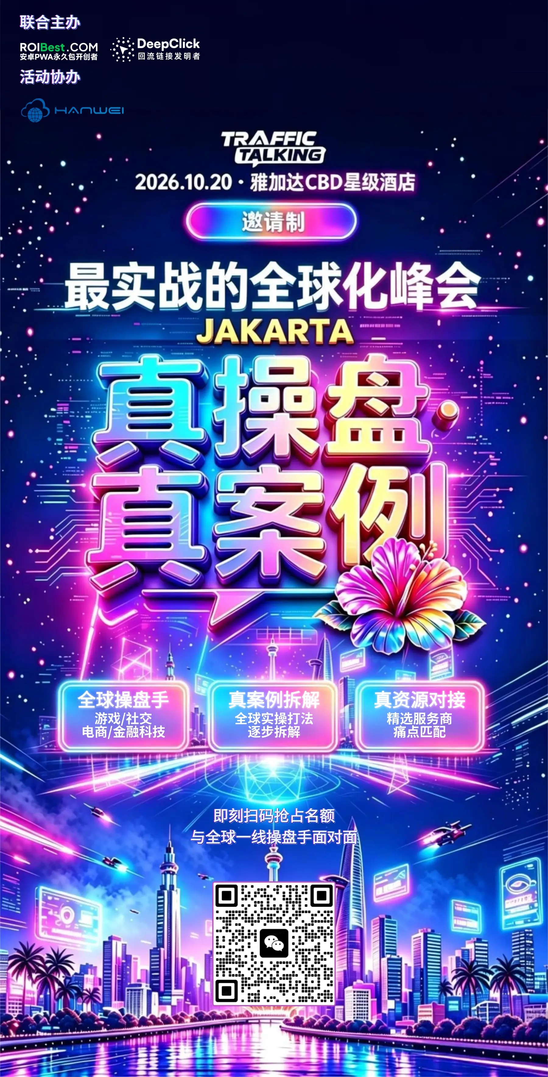 Traffic Talking 雅加达峰会 · 2026.10.20 · 雅加达 CBD 星级酒店 · 真操盘，真案例 · 邀请制